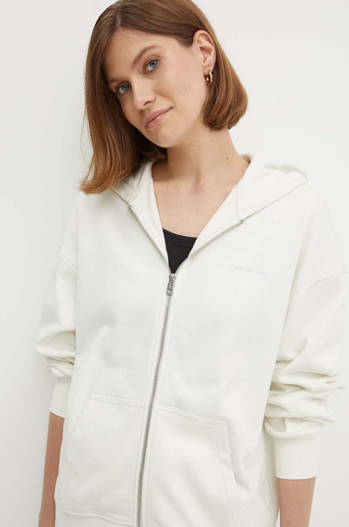 Βαμβακερή μπλούζα Calvin Klein Jeans μπεζ J20J223533