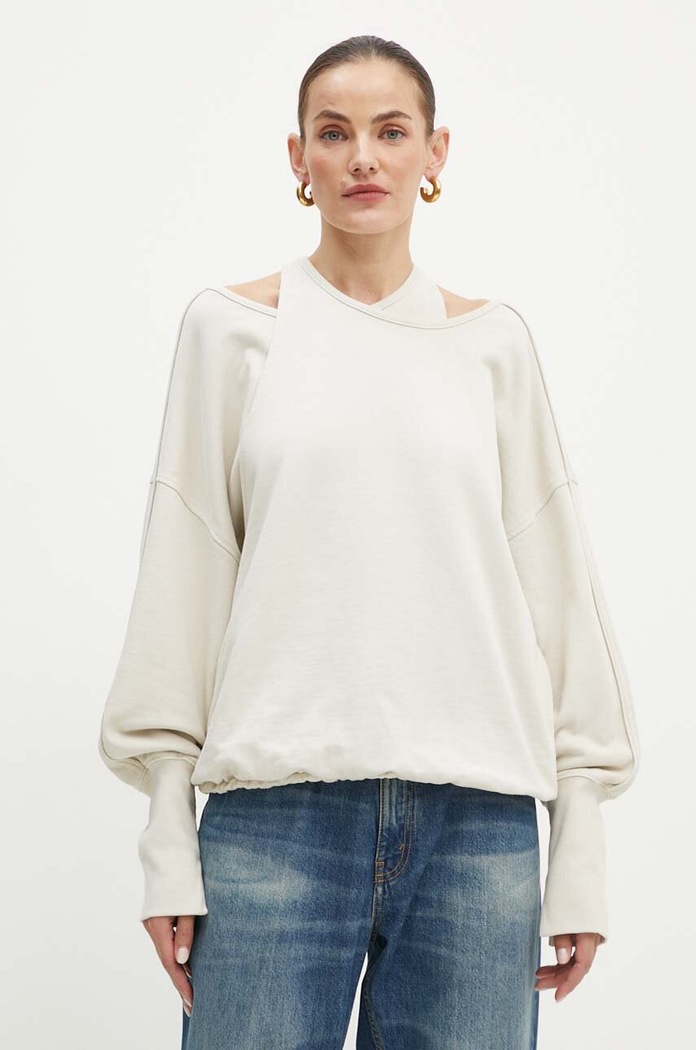 BOSS Orange bluza bawełniana bawełna beżowy 50518299