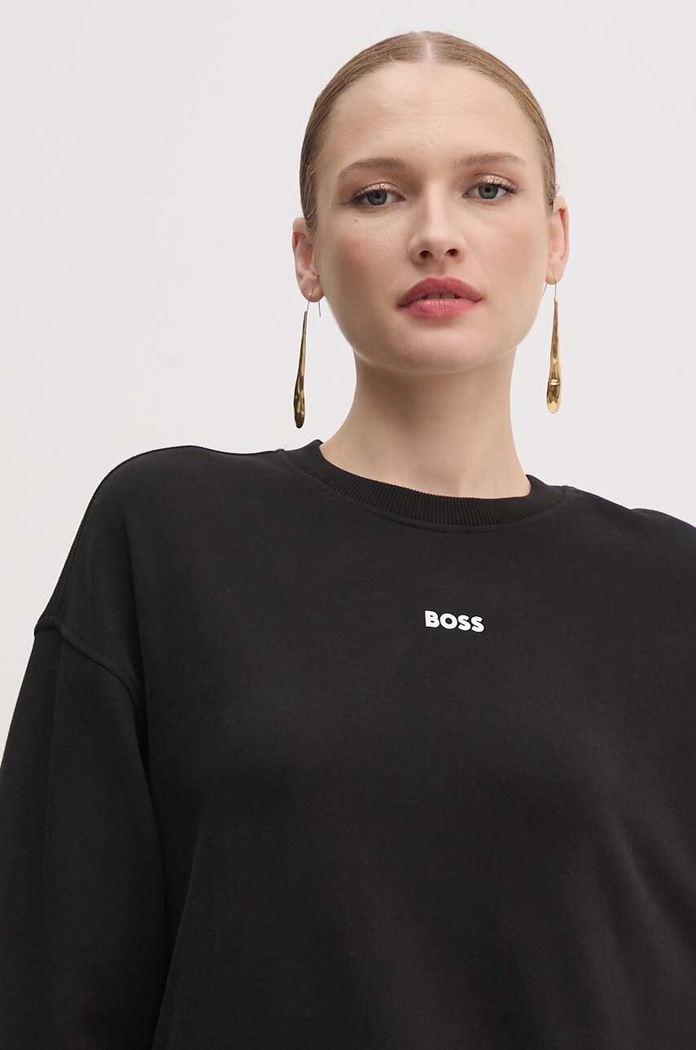 Βαμβακερή μπλούζα Boss Orange μαύρο 50519525
