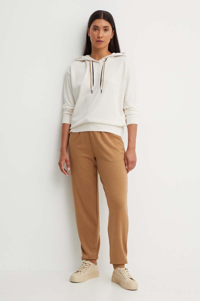 BOSS bluza lounge damska CP Stripe Hoodie 50524760 beżowy SS26