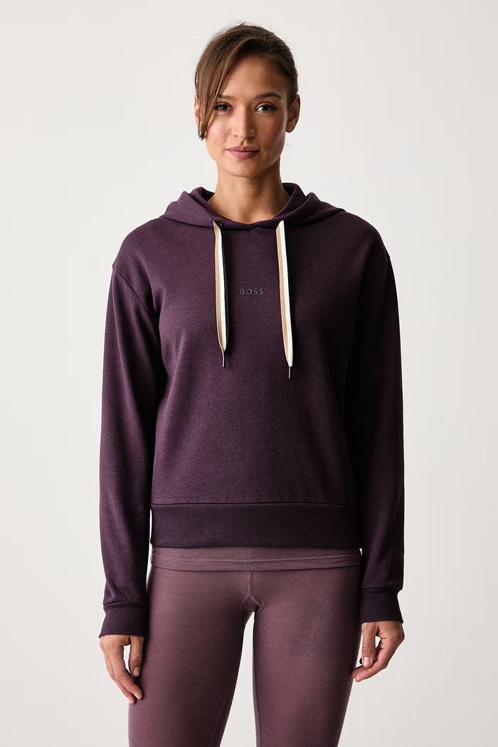 BOSS Bluza lounge damska CP Stripe Hoodie fioletowy 50524760