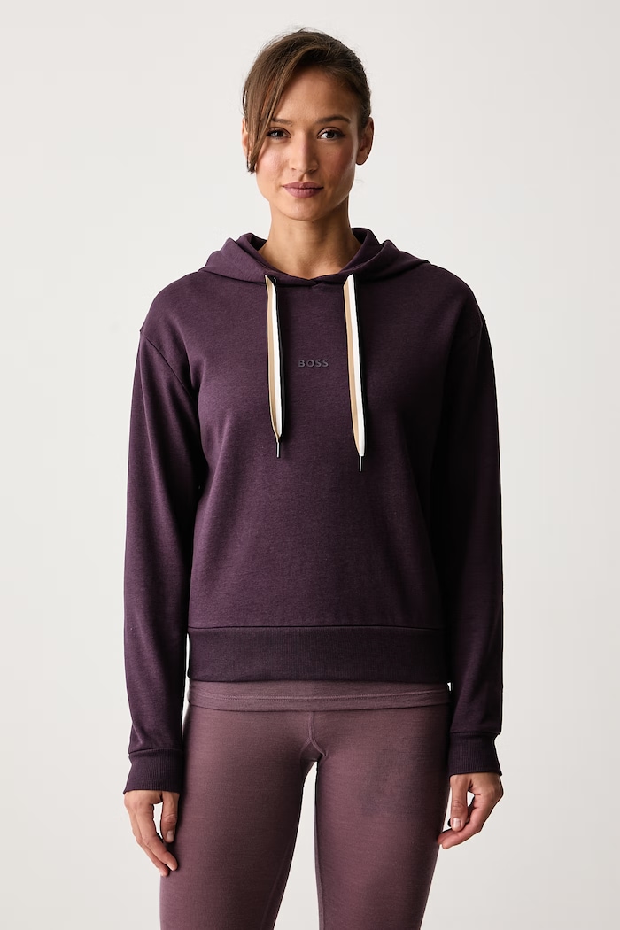 BOSS Bluza lounge damska CP Stripe Hoodie fioletowy 50524760
