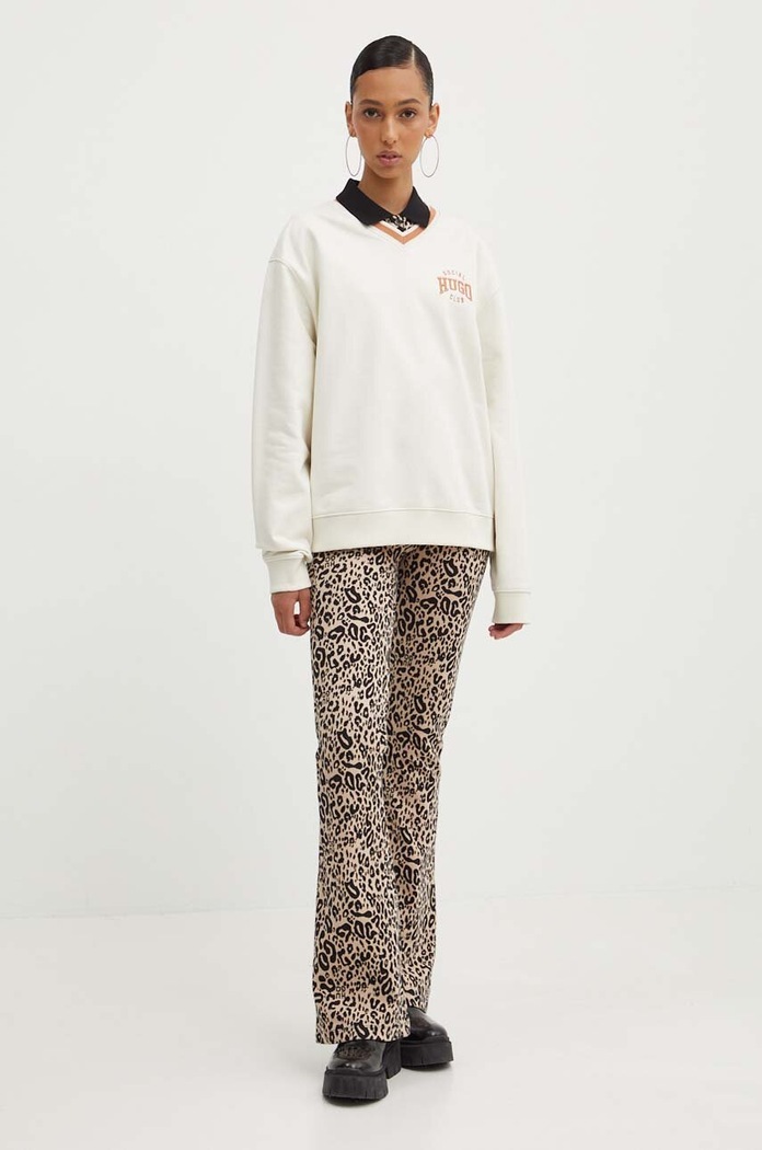 Bavlněná mikina HUGO 50517132 béžová AW24
