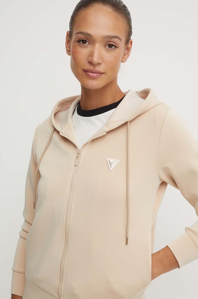 Guess mikina na zips dámska OLYMPE s elastanom béžová V4YQ06.KCAY2