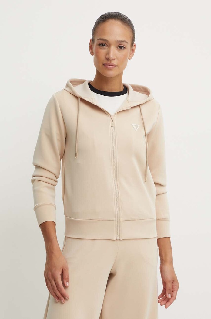 Guess mikina na zips dámska OLYMPE béžová V4YQ06.KCAY2