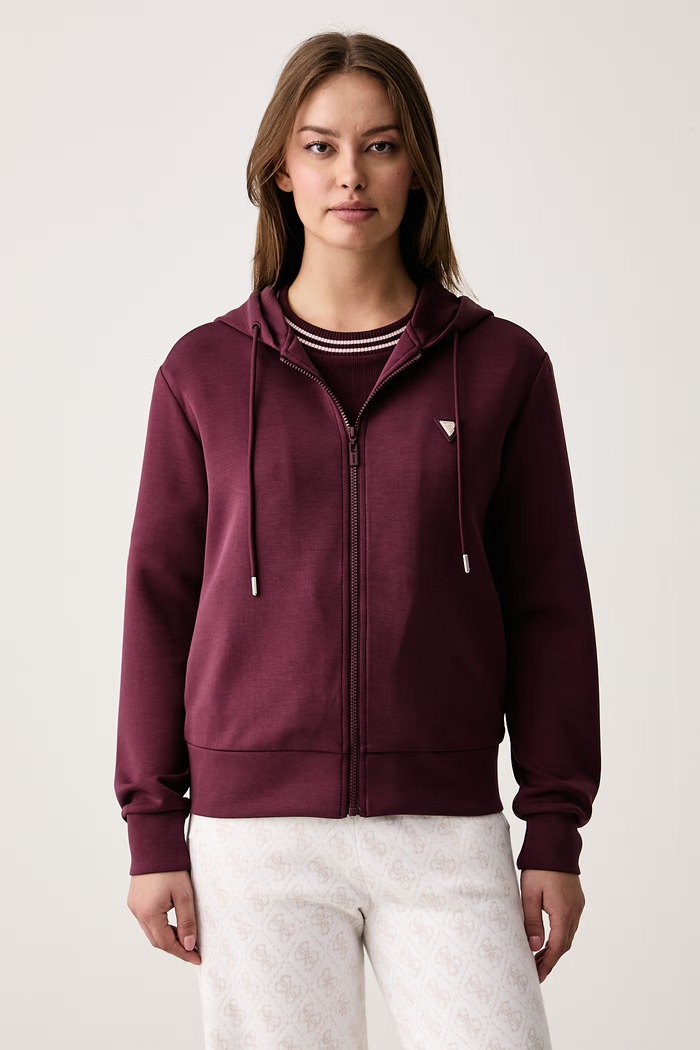 Guess Bluza rozpinana damska OLYMPE bordowy V4YQ06.KCAY2