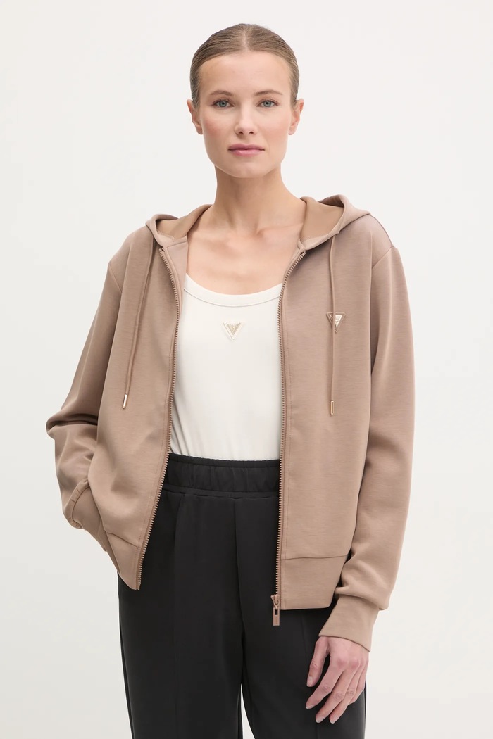 Guess bluza rozpinana damska OLYMPE brązowy V4YQ06.KCAY2