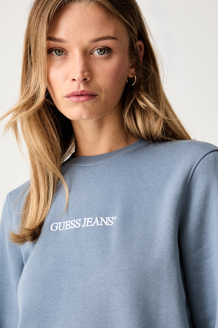Guess Jeans bluza damska z bawełną niebieski W4YQ10.KC811