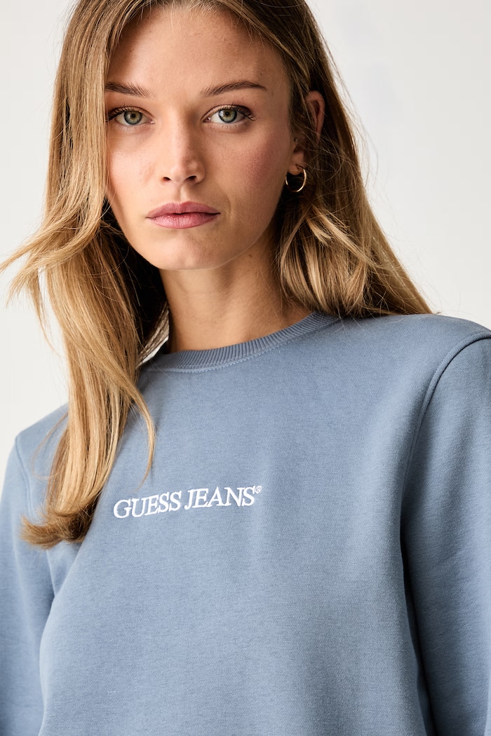Guess Jeans bluza damska z bawełną niebieski W4YQ10.KC811