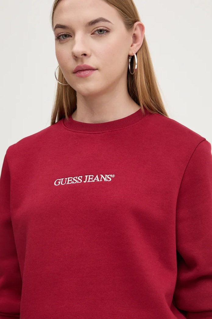 Guess Jeans mikina dámská s bavlnou červená W4YQ10.KC811