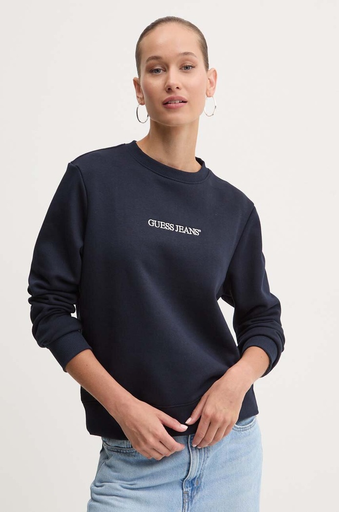 Mikina Guess Jeans bez kapuce námořnická modř W4YQ10.KC811