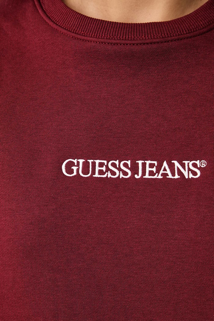 Hanorac pentru femei cu bumbac Guess Jeans burgundia W4YQ10.KC811
