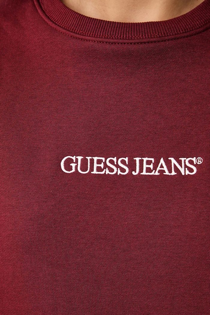 Hanorac pentru femei cu bumbac Guess Jeans burgundia W4YQ10.KC811
