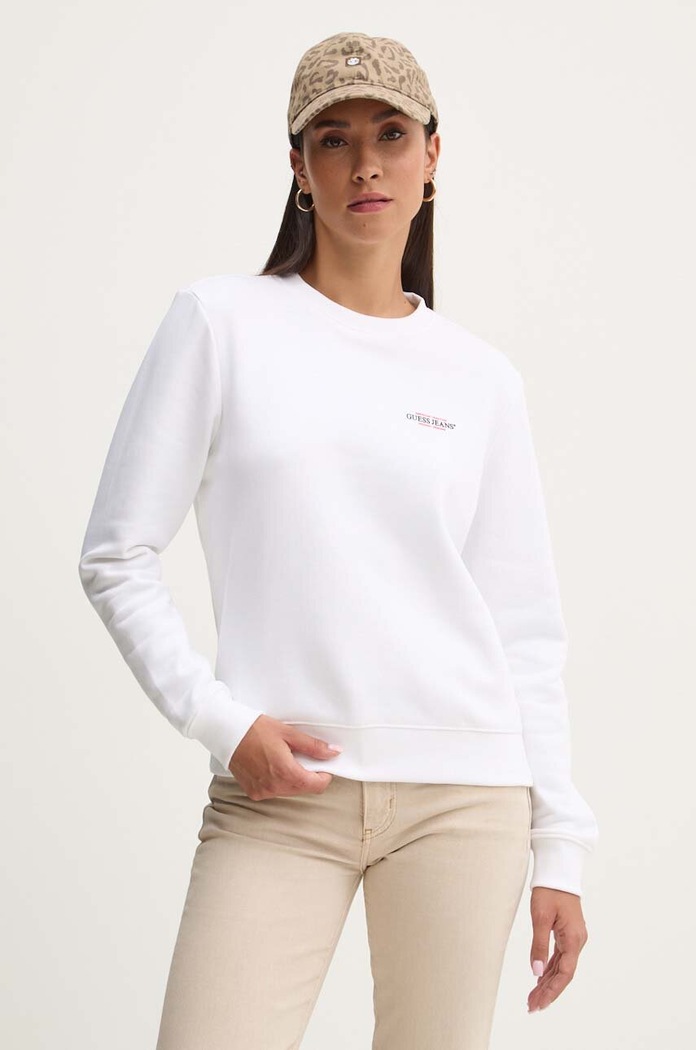 Mikina Guess Jeans bez kapuce bílá W4YQ07.KC811