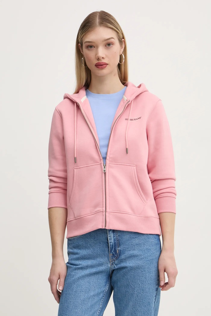 Mikina Guess Jeans s kapucí růžová W4YQ13.KC811