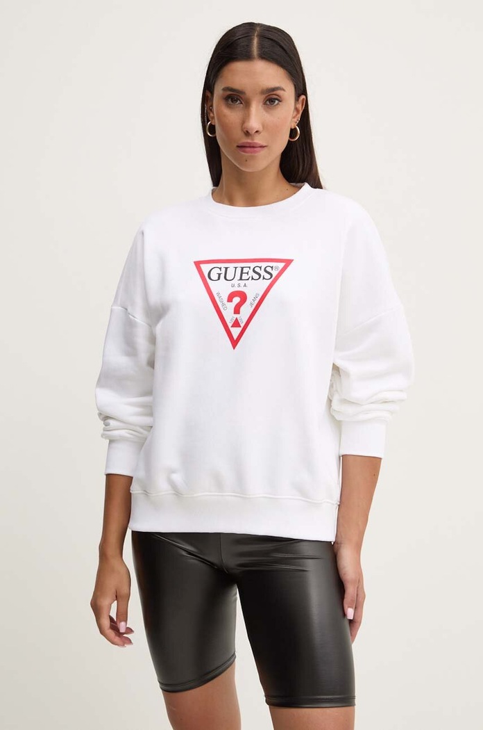 Mikina Guess Jeans bez kapuce bílá W4YQ00.KC811