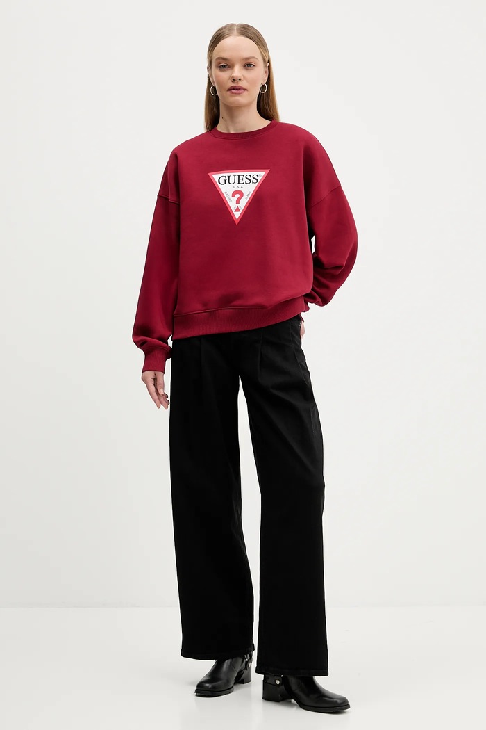 Guess Jeans bluză W4YQ00.KC811 burgundia SS26
