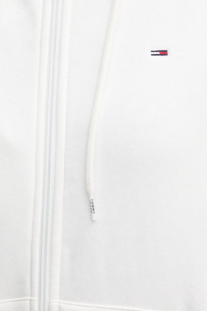 Tommy Jeans hanorac cu fermoar pentru femei cu bumbac DW0DW19729 alb
