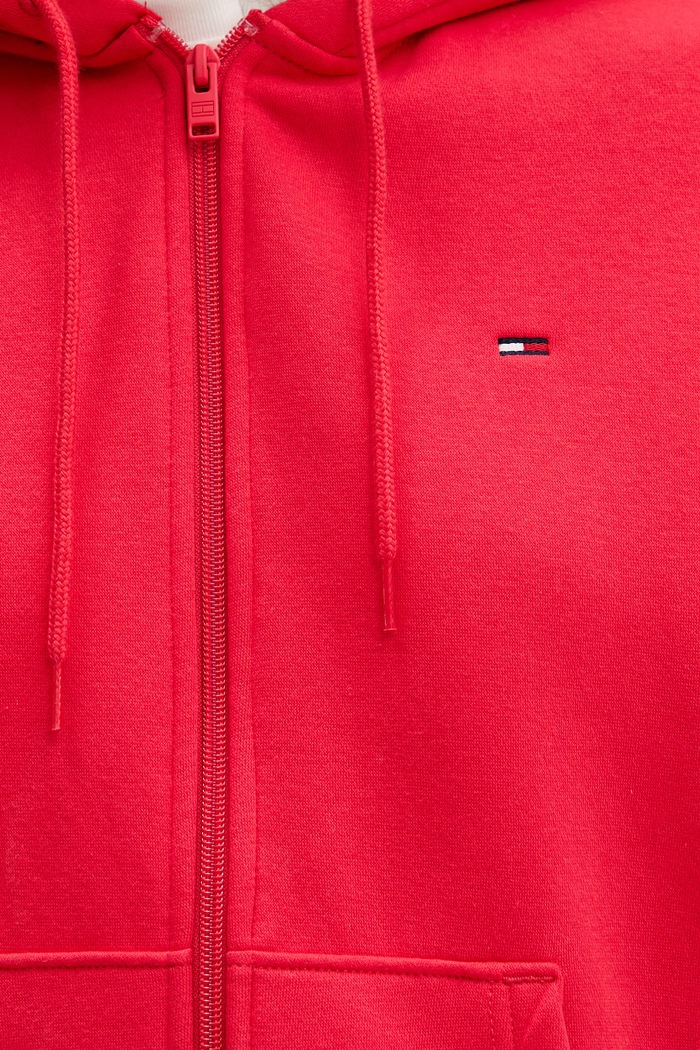 Tommy Jeans hanorac cu fermoar pentru femei cu bumbac DW0DW19729 rosu