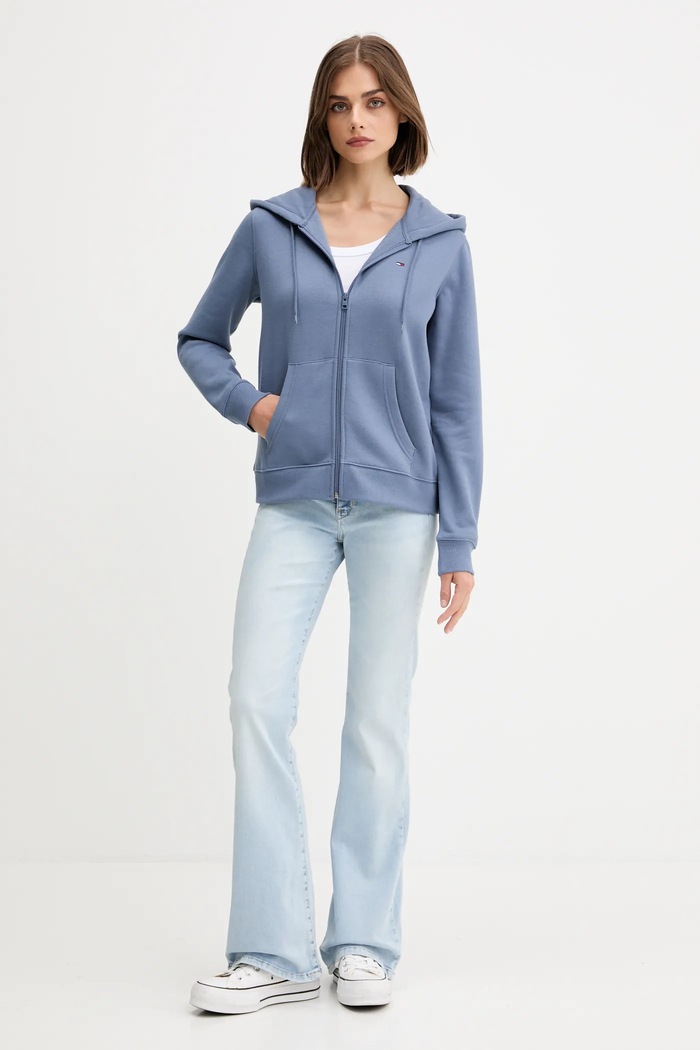 Tommy Jeans cipzáras melegítőfelső női pamuttal DW0DW19729 kék SS26