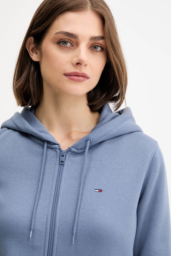 Tommy Jeans cipzáras melegítőfelső női pamuttal kék DW0DW19729