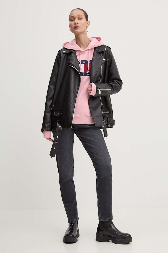 Tommy Jeans bluza bawełniana DW0DW18654 różowy AW24