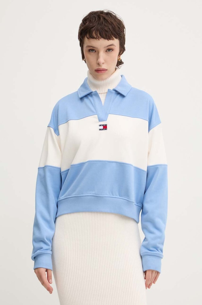 Tommy Jeans bluza cu modele albastru DW0DW18705