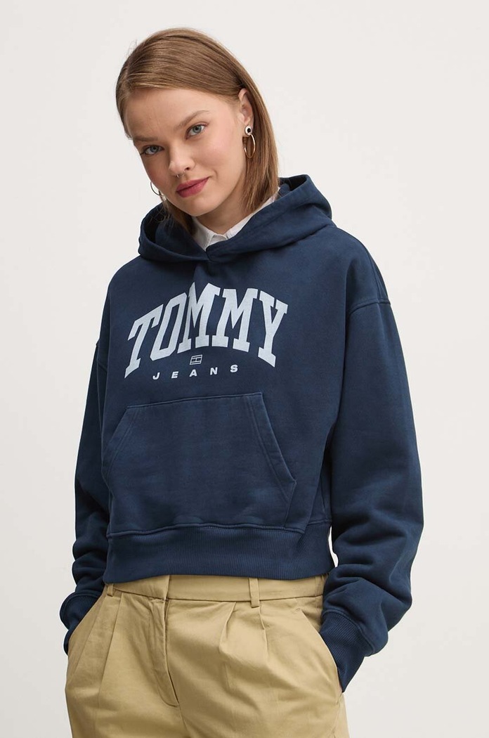 Tommy Jeans hanorac de bumbac melanj bleumarin DW0DW19291