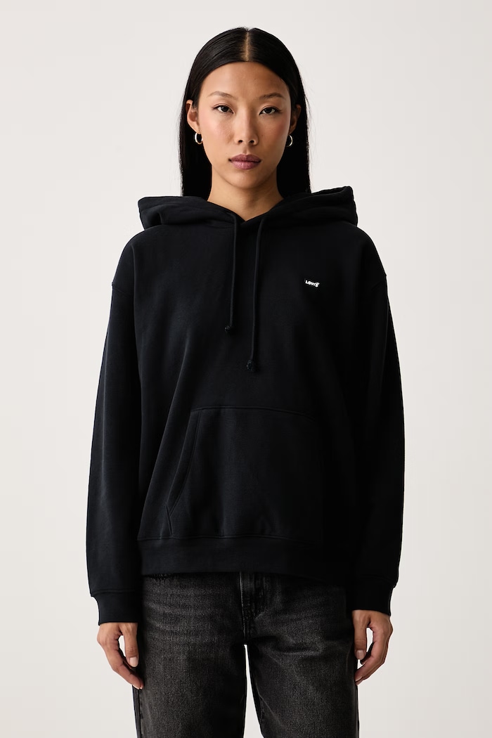 Levi's Μπλούζα με κουκούλα γυναικεία με βαμβάκι EVERYDAY HOODIE μαύρο A5943