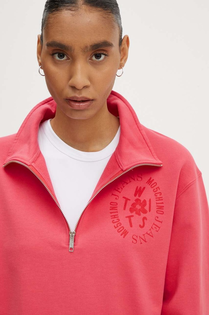 Bavlněná mikina Moschino Jeans růžová 1702.8233