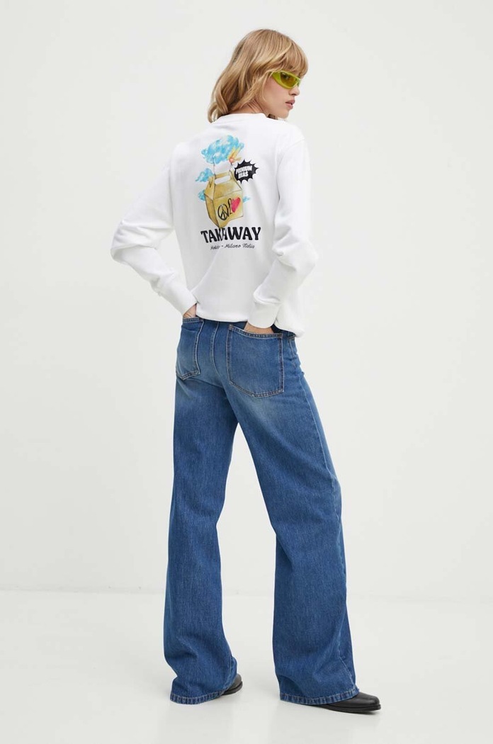 Bavlnená mikina Moschino Jeans 1706.8233 biela AW24