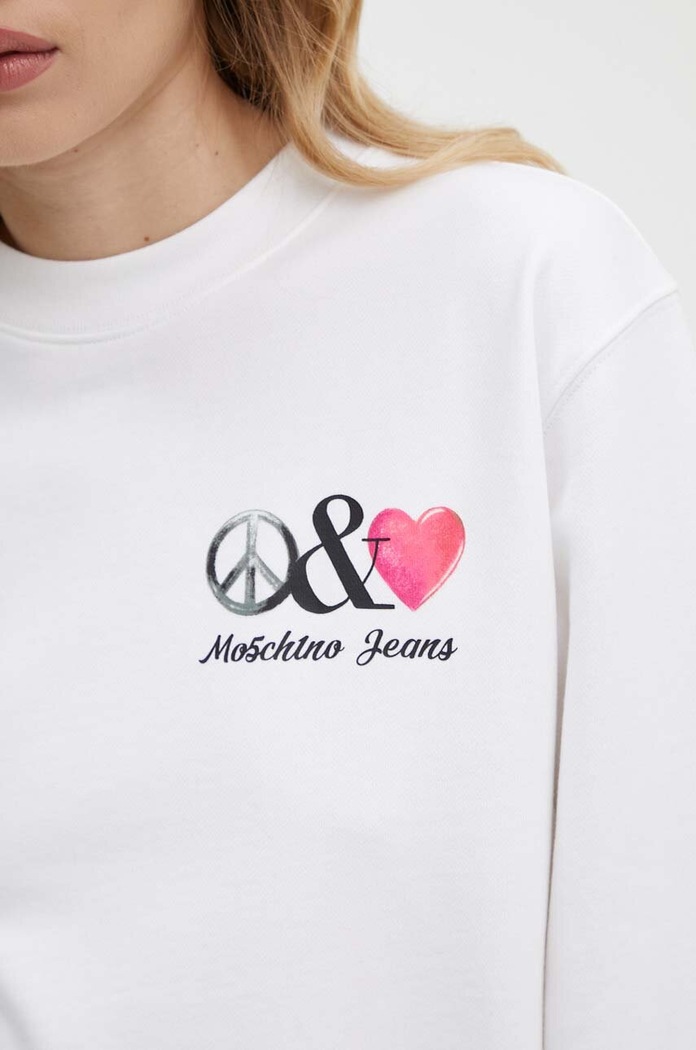 Bavlnená mikina Moschino Jeans 1706.8233 biela