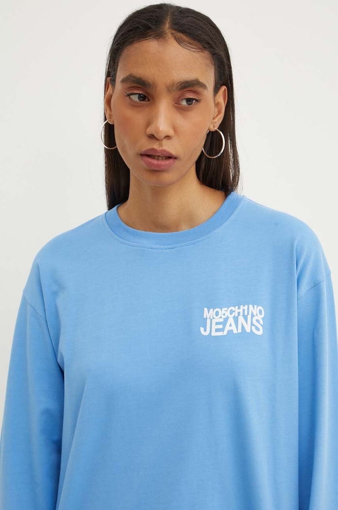 Moschino Jeans longsleeve bawełniany niebieski 1205.8234