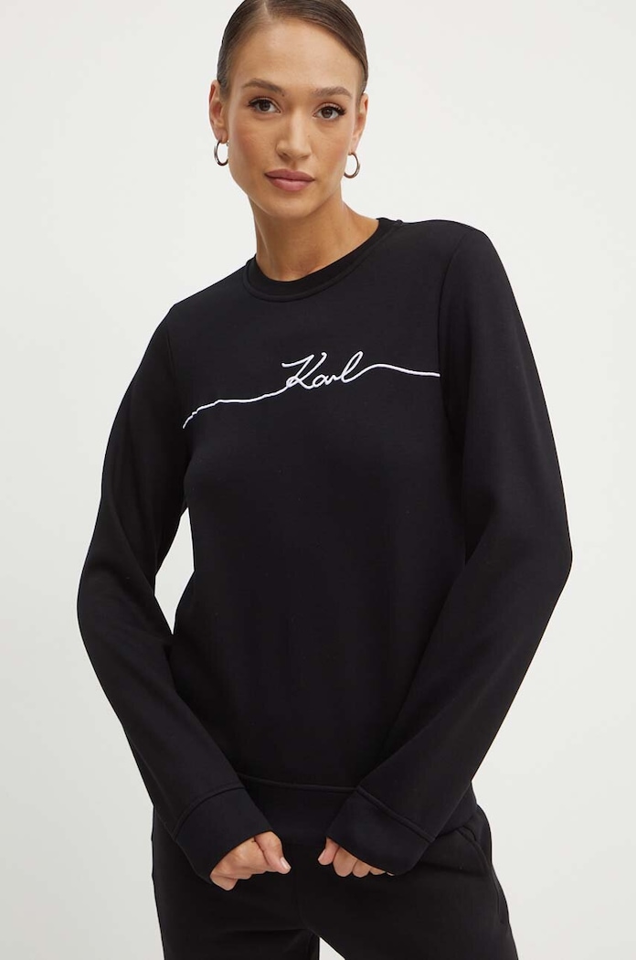 Mikina Karl Lagerfeld bez kapucne čierna 245W1806