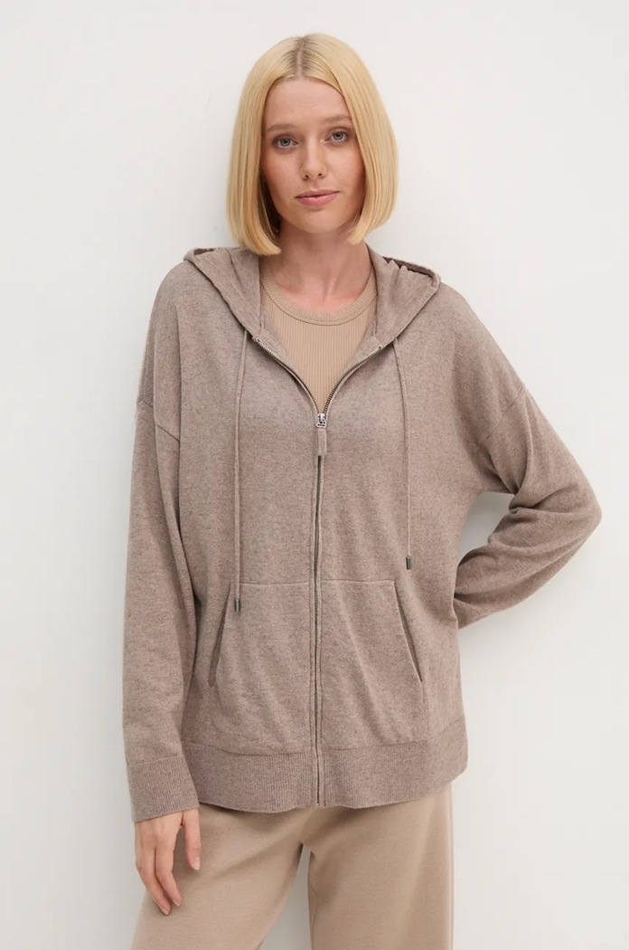 United Colors of Benetton cardigan din lana melanj maro 1035D5006
