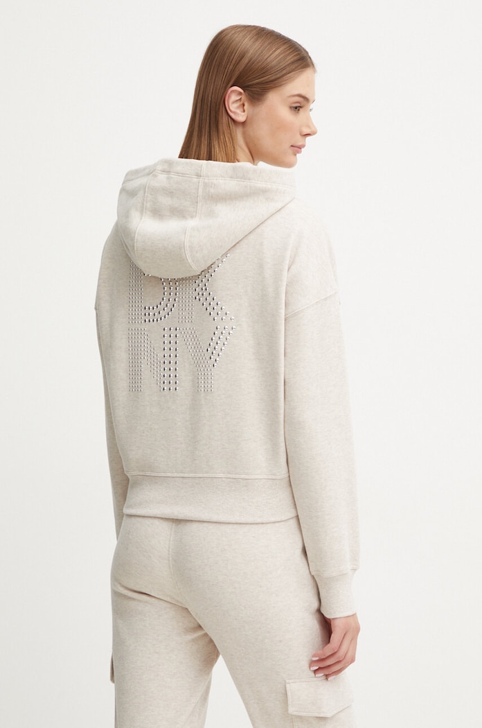 Dkny bluza z kapturem beżowy DP4J9489