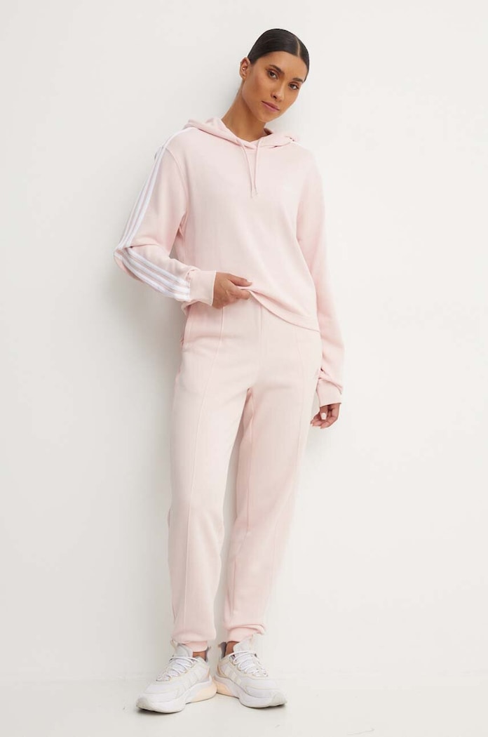 Bavlněná mikina adidas Essentials IY4214 růžová AW24