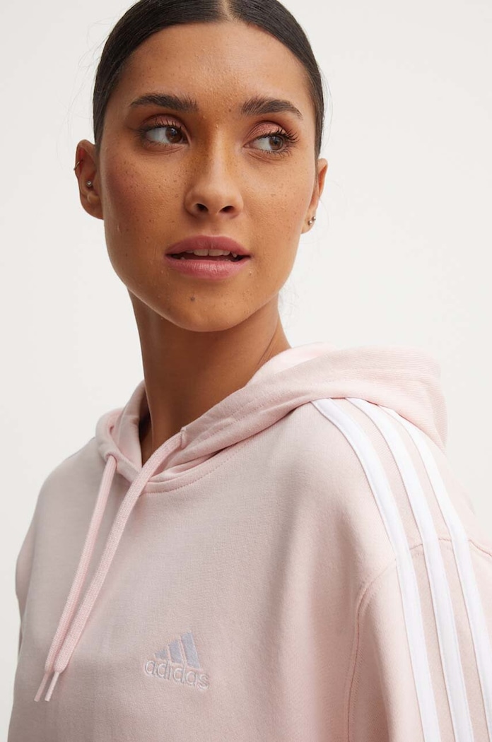 Bavlněná mikina adidas Essentials růžová IY4214