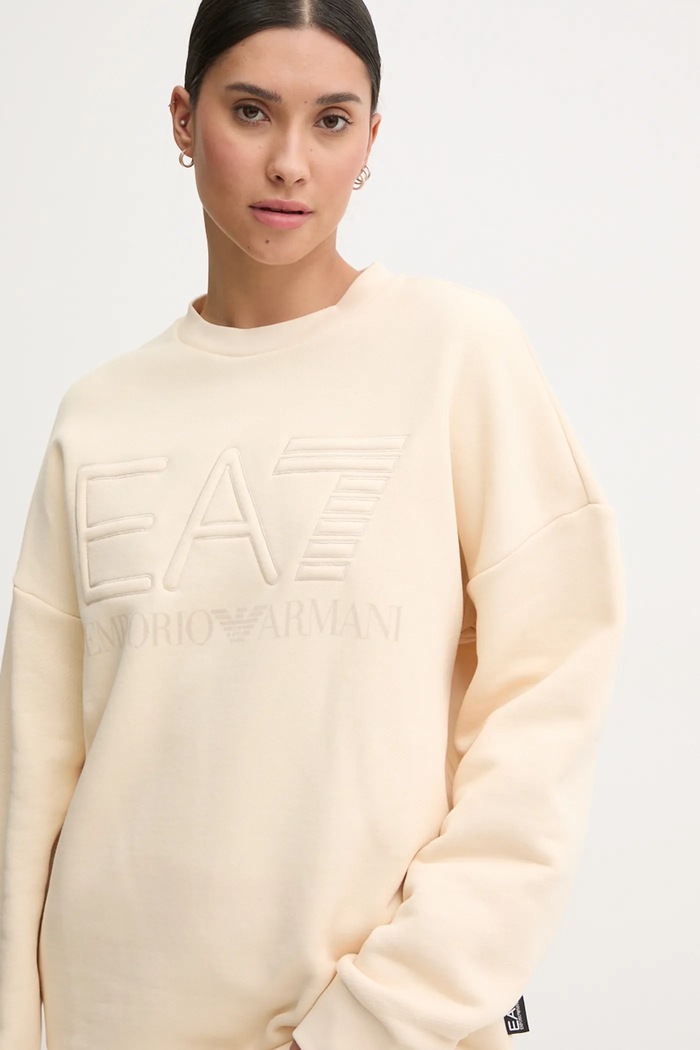 Bavlněná mikina EA7 Emporio Armani béžová PJOPZ.6DUM14.1713
