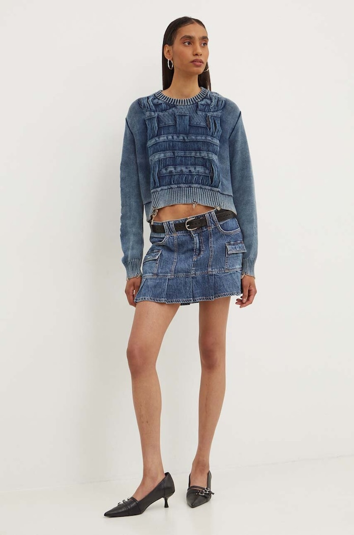 Diesel maglione in cotone M-ROTTA A15589.0AJCZ blu AW24