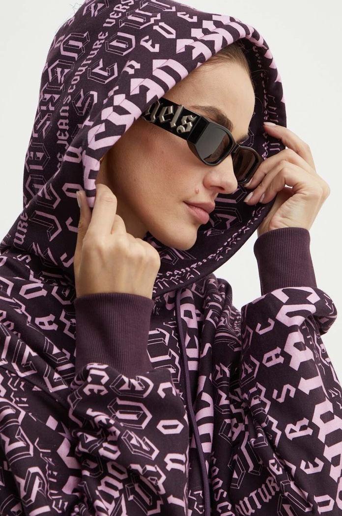 Pamučna dukserica Versace Jeans Couture ljubičasta 77HAI314.FS172