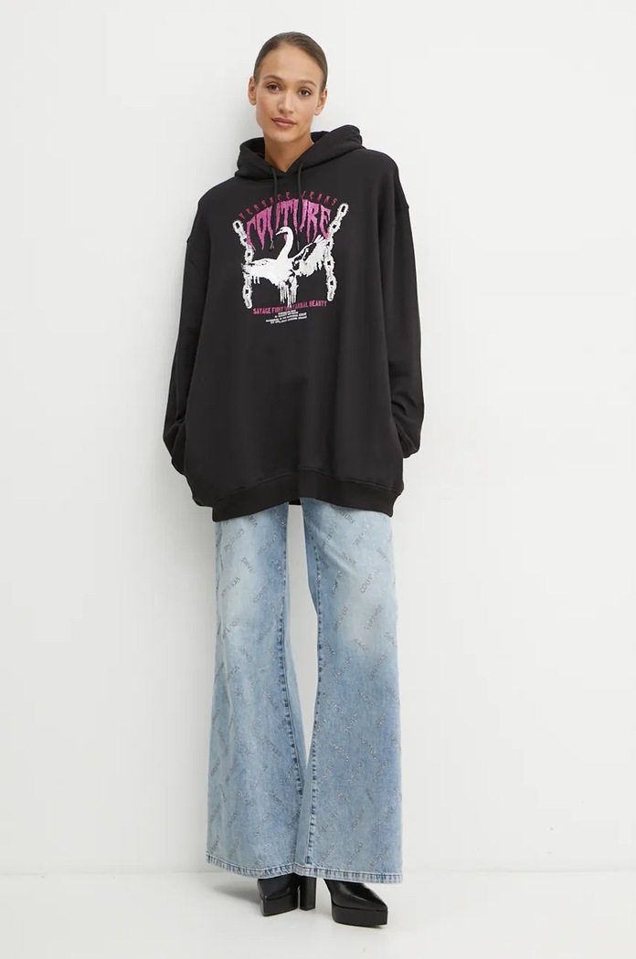 Bavlněná mikina Versace Jeans Couture 77HAIG01.CF01G černá AW24