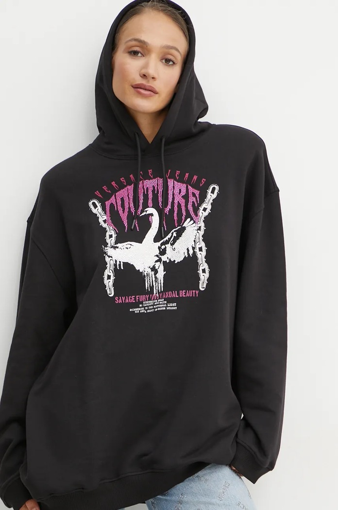 Bavlněná mikina Versace Jeans Couture černá 77HAIG01.CF01G