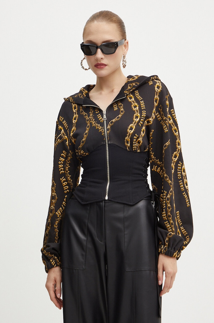 Versace Jeans Couture bluza bawełniana z kapturem czarny 77HAI3A4.FS159