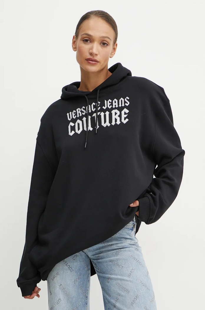 Versace Jeans Couture bluza bawełniana z kapturem czarny 77HAIL03.CF00L