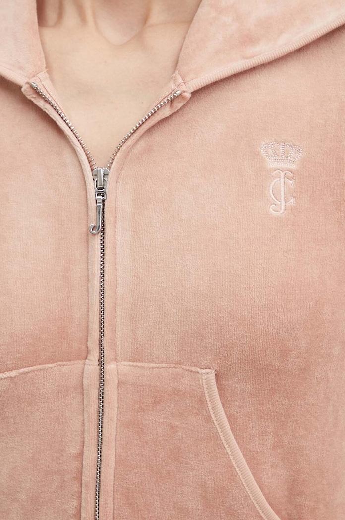 Velurová mikina Juicy Couture HERITAGE ROBYN HOODIE JCSEBJ007.678 béžová