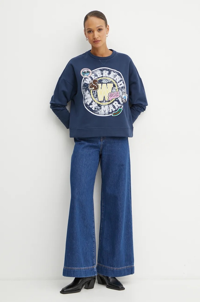Памучен суичър Weekend Max Mara 2425926022600 тъмносин AW24