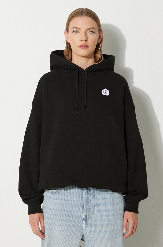 Bavlněná mikina Kenzo Boke Flower 2.0 s kapucí černá FE62SW1494MB.99J