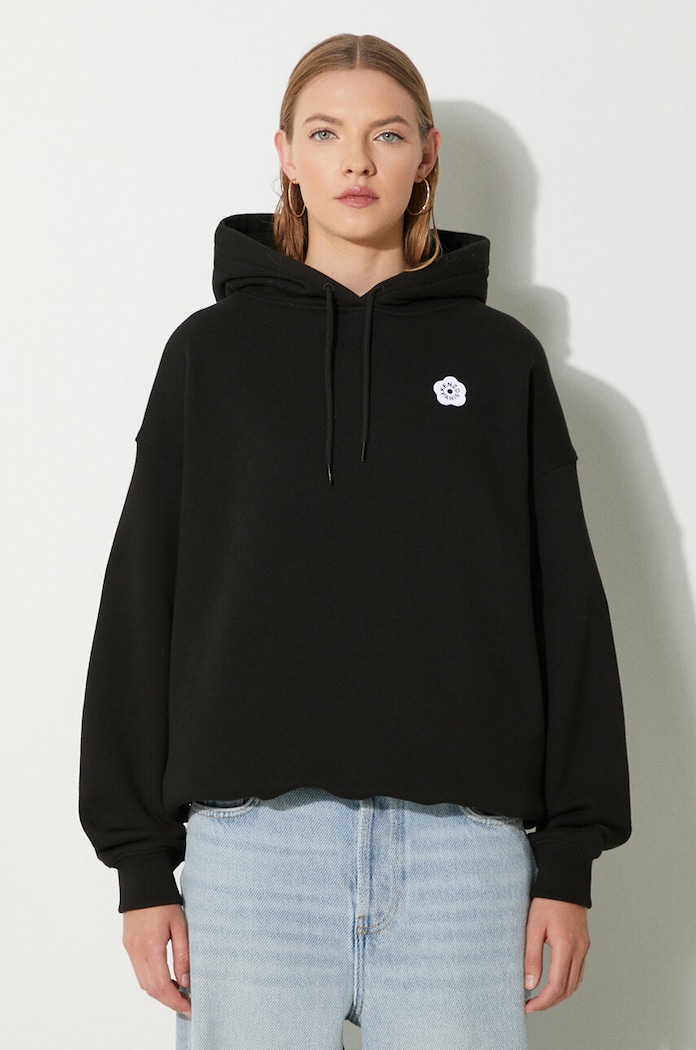 Bavlněná mikina Kenzo Boke Flower 2.0 s kapucí černá FE62SW1494MB.99J