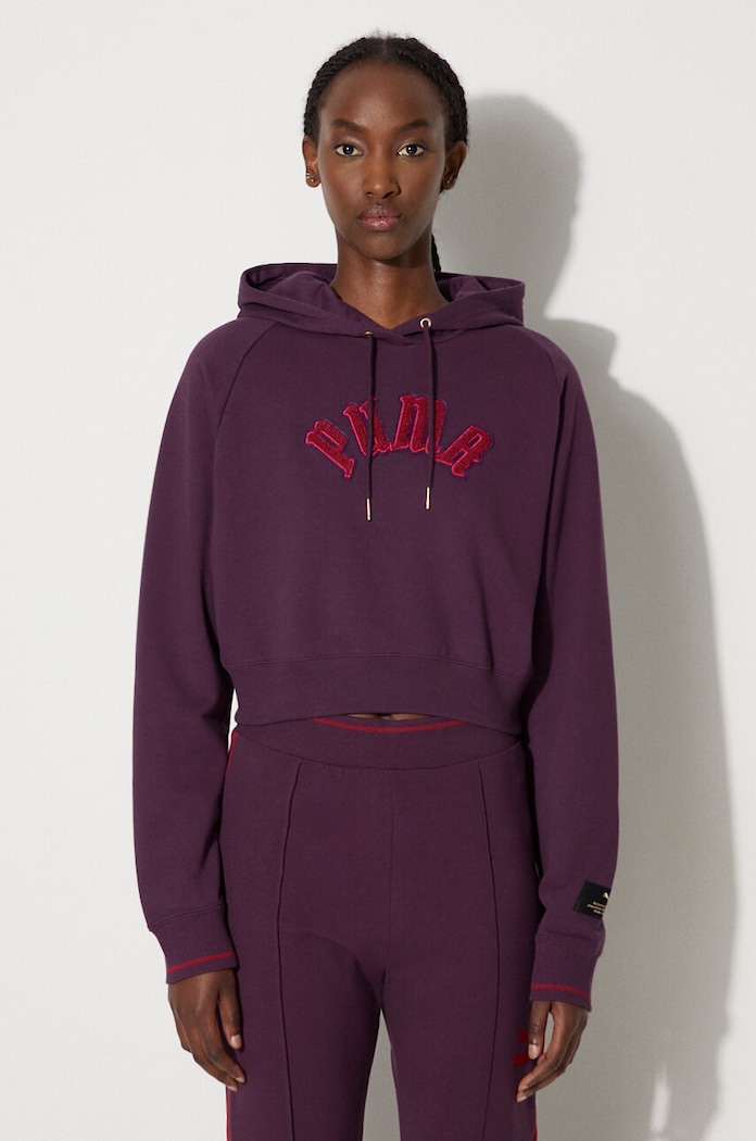 Puma bluza Classics Play Paris Relaxed Hoodie bumbac violet 627484